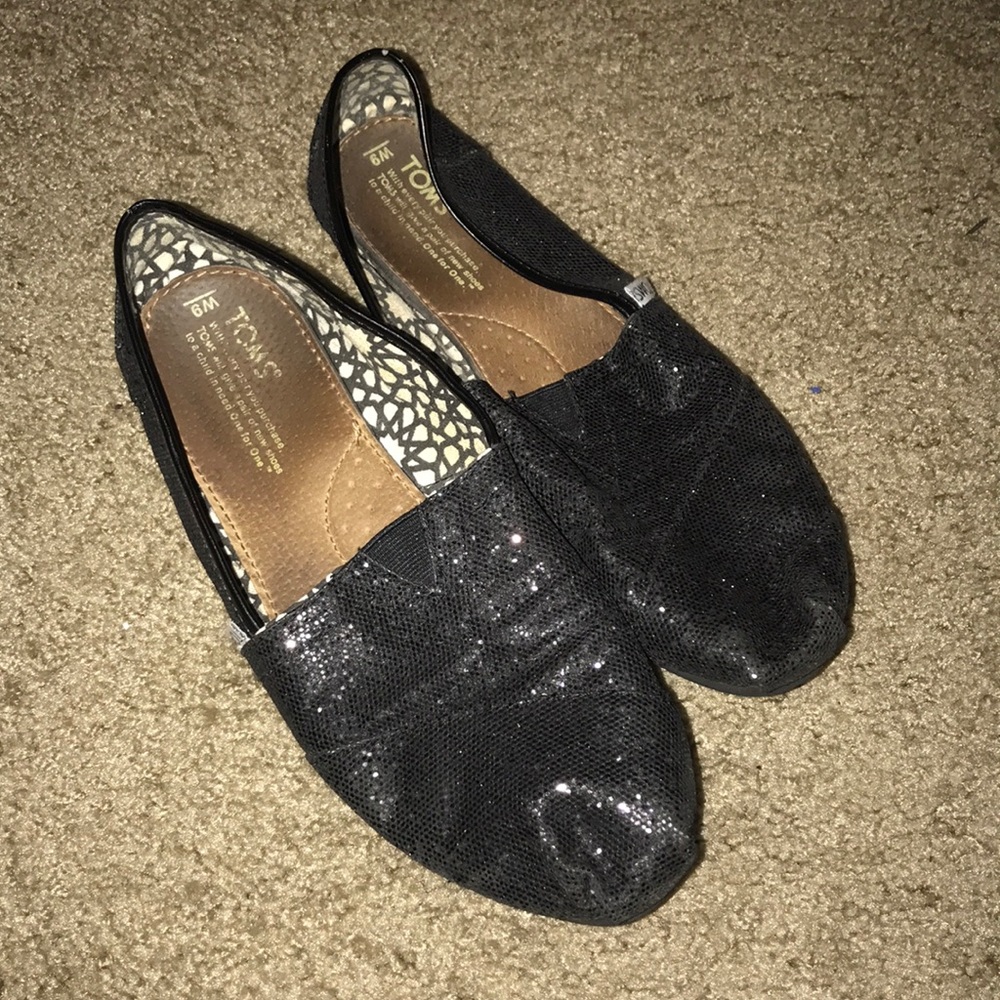 Black sparkly Toms
